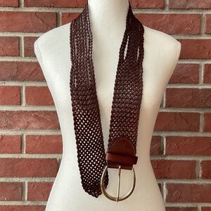BCBGMaxAzria Brown Woven Braided Leather Boho Belt Adjustable NWOT